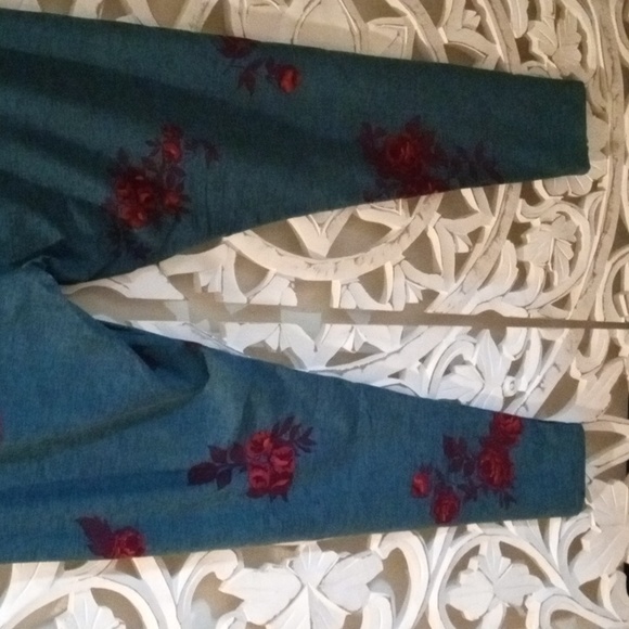 LulaRoe Women's SZ TC 16/18 Fushia Floral Teal Colored Soft Comfy Leggings - Picture 11 of 15